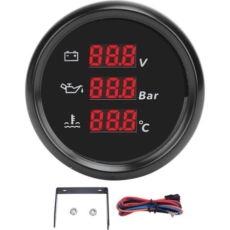 High 52mm Digital Gauge for Monitoring Voltage, Oil Pressure and Water Temperature, Waterproof for Boats, Yachts and Motorhomes. (1/5)