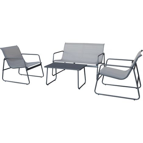 Set di mobili da giardino in metallo "Fortaleza" - 4 posti - Grigio chiaro