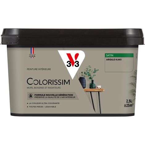 Peinture murale intérieure Colorissim® V33 Argile kaki Satin 2,5L