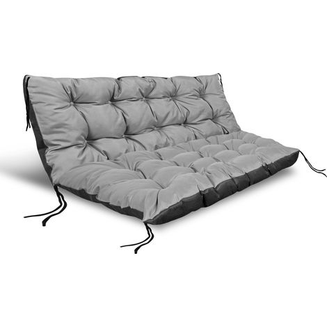Set Gartenkissen 120/80 cm + 120/40 cm für eine Palettenbank, wasserfest, grau