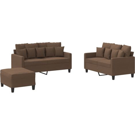 Maison Exclusive - Set di Divani 3 pz con Cuscini Marrone in Tessuto