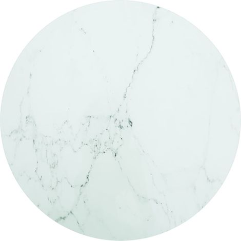 Piano per Tavolo Bianco Ø70x0,8 cm Vetro Temperato Design Marmo vidaXL
