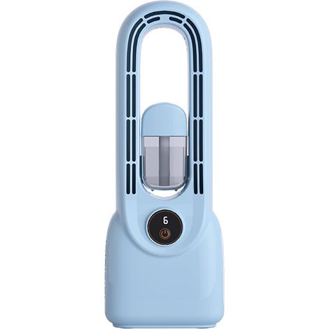 Ventilador sin aspas, aire acondicionado portátil, silencioso, humidificador, 6 velocidades, niebla, iluminación de colores, oficina en casa, azul (1/3)