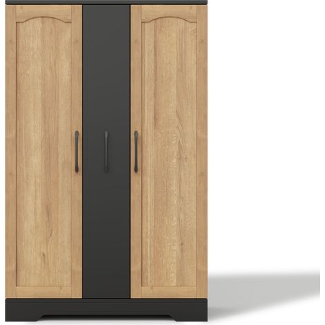 Meuble de cuisine avec étagère à épices, armoire spacieuse à double porte, tiroir vertical 4 niveaux, tablettes réglables, design moderne – 120 × 78 × 35 cm, Noir + Bois naturel (1/5)