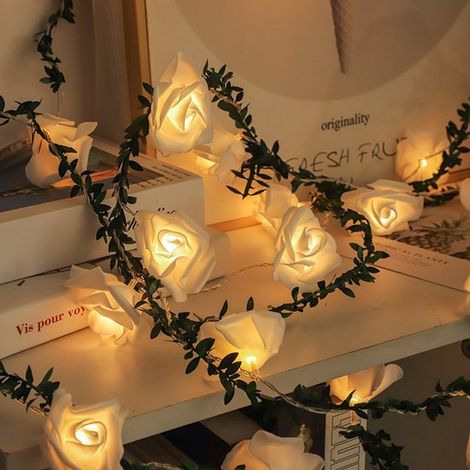 8 stufige künstliche Rosen Lichterkette, 20 LEDs, 5 Meter, batteriebetrieben, warmweiß, wasserdicht, für den Innen und Außenbereich, für Partys, (1/5)