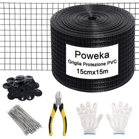 Kit de Clôture de Protection pour Panneaux Solaires 15cmx15 m, 70 Fixations Grillagé Anti-Pigeons en PVC pour Panneaux Solaires Contre,70 Fixations en Acier Inoxydable Unité (1/5)