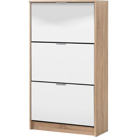 Scarpiera Varna, Mobile Portascarpe 6 Ripiani, 6 Vani, 3 Ante, 67x28x119h cm Marrone Rovere