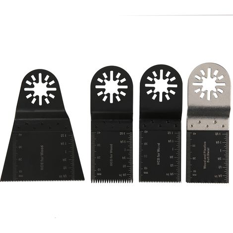 Lot de 4 lames de scie oscillante multi-usages en acier inoxydable et acier à haute teneur en carbone pour découper bois et plastique (1/5)