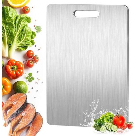 REWYTAZ Tagliere in acciaio inox 316 per alimenti, a doppia faccia, portatile, per frutta e carne, 2839 cm (1/5)