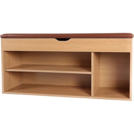 Panca scarpiera da ingresso 104x49 cm in legno rovere (1/5)