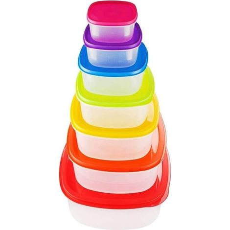 Lot de 7 Boîtes de récipients alimentaires avec couvercles pour la cuisine, la maison, le congélateur et le micro-ondes (7pcs arc-en-ciel) (1/4)