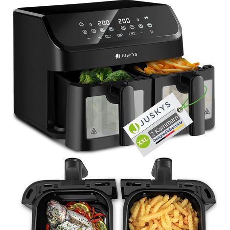 Juskys Heißluftfritteuse 9 L - 2 Kammern, Fritteuse, Doppelkammer, 9 Programme, antihaftbeschichtet, Smart Finish (1/5)