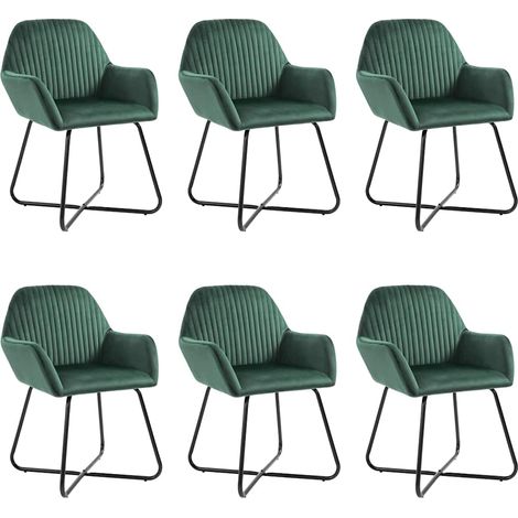 vidaXL Sillas de comedor 6 unidades terciopelo verde (1/4)