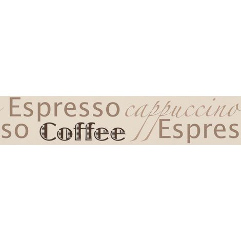Frise papier peint cuisine motif tasse café Frise tapisserie idéale cuisine beige & marron Frise papier peint avec écriture café