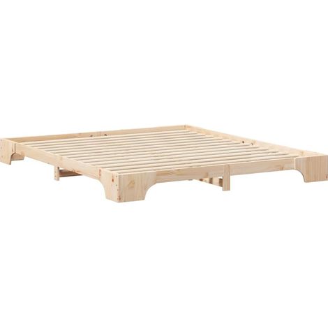 Lit double,Lit adulte,Cadre de lit surélevé Marron 180 x 210 cm Bois massif en pin CFW7338807 (1/5)