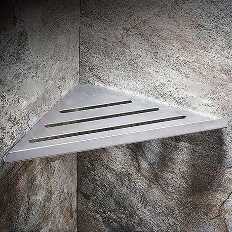 Étagère d'angle de salle de bain - Étagère d'angle sans perçage - Panier de douche - Organiseur de douche - En acier inoxydable - Fixation murale