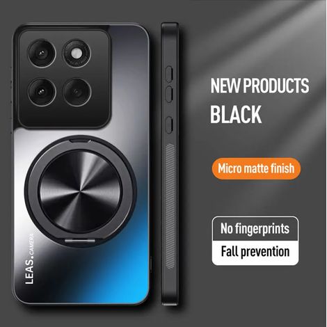 Étui de protection magnétique mat avec support et cadre antichoc (Noir, Motorola Moto G06 Power) (1/5)