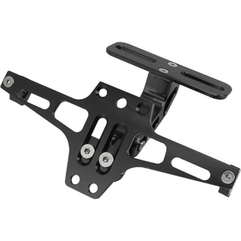 Porte-plaque d'immatriculation moto, cadre réglable en alliage d'aluminium CNC pour moto et quad (Noir) (1/4)