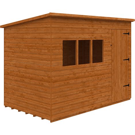 10 x 6 Feet Deluxe Pent 12mm Shed - Solid Wood/Softwood/Pine - L295 x W175 x H217.3 cm - Burnt Orange