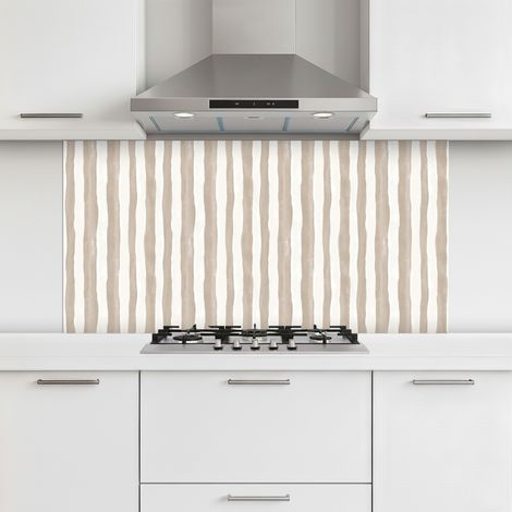 CRÉDENCE CUISINE Minimaliste - Rayures - Beige 120x60 cm (1/5)