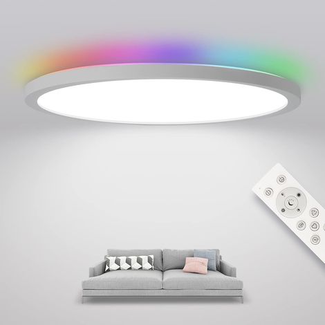 Plafonnier LED rond avec télécommande dimmable moderne 29cm 24W IP44 3000K à 6500K RGB Blanc - Chambre salle à manger cuisine salle de bain (1/5)