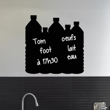 Sticker ardoise tableau noir - stickers muraux adhésif effaçable - DESIGN BOUTEILLES - 40x40cm (1/3)