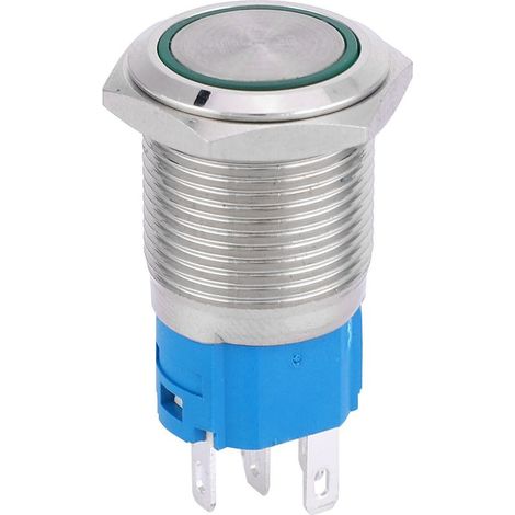 Interrupteur métallique 16mm avec voyant LED auto-réarmable 1NO 1NC 24V vert pour automobile (1/5)