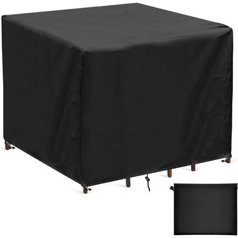 Housse de protection pour table de jardin 90x90x90cm – Imperméable 420D Oxford – Résistante aux intempéries – Cordon de serrage (1/4)