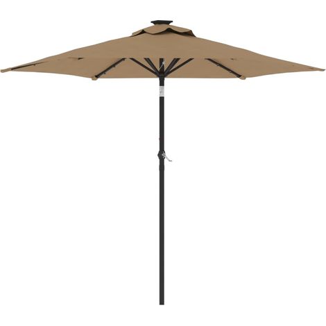 Ombrellone da giardino inclinabile con sistema a manovella e luce 225 x 225 x 212 cm poliestere color tortora 020056371