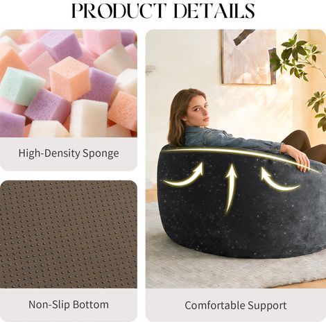 Fauteuil poire à dossier haut incurvé, soutien intégral du corps pour détente immersive, idéal salon moderne, assise ergonomique en tissu doux. (1/5)