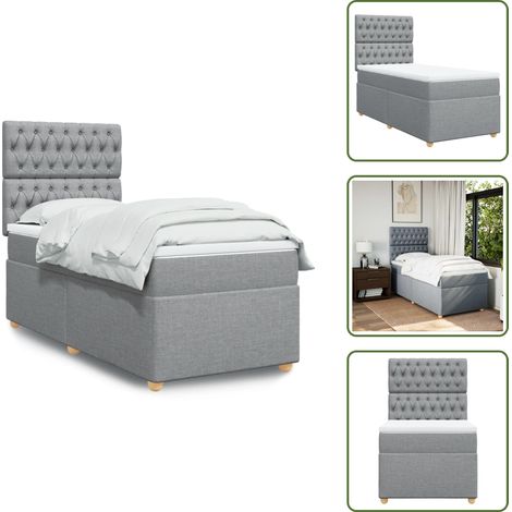 Boxspringbett mit Matratze Hellgrau 90x200 cm Stoff - Boxspringbett - Boxspringbetten - Bett - Schlafzimmermöbel (1/5)
