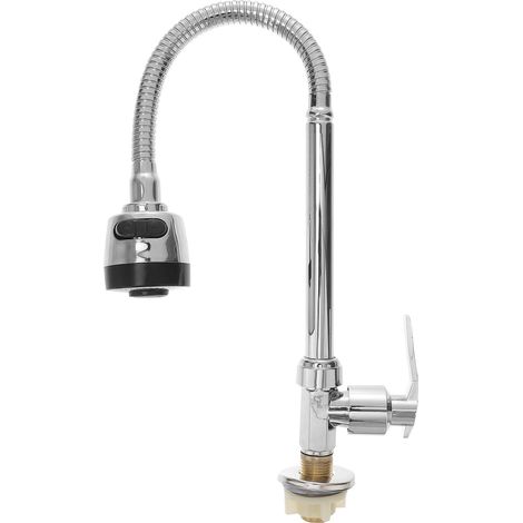 Robinet De Cuisine Murale - Robinet À Levier Unique En Alliage De Zinc - Bec Pivotant 360° Et Pulvérisateur Rétractable - Pour Éviers En Acier Inoxydable Granit Composite Pierre Naturelle - 1 Pièce (1/5)
