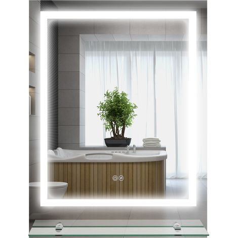 Miroir lumineux 43W tactile Led ELLA blanc 60 x 80 cm (1/5)