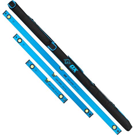 OX Pro Tuff Box Beam 4 Piece Level Pack 6ft 4ft 2ft + 6ft Ox Spirit Level Bag (1/5)