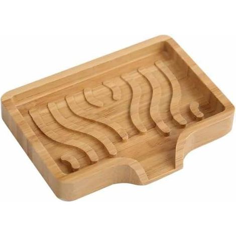 Porte-savon en bambou avec bac d'égouttage intégré - Idéal pour la douche (1/4)