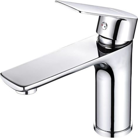 Einhebelmischer für Waschbecken, Keramik, geräuscharm, Ausziehfunktion, Chrom-Finish, Silber. (1/4)