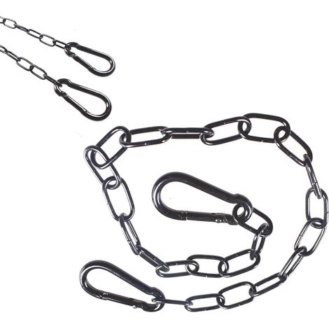 Lot de 3 chaînes robustes en acier inoxydable noir avec mousqueton, épaisseur, pour portes de clôture, portails de jardin et portes de cages pour animaux de compagnie (1/5)