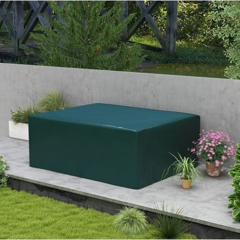 Funda de protección para muebles de jardín 235 x 190 x 90 cm en PE verde oscuro DESVIAE (1/5)