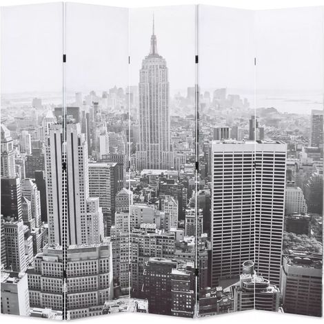 Biombo plegable mueble decorativo 200 cm Nueva York blanco y negro 08/02/2020