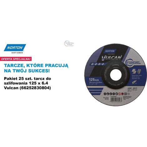 DISCO DA ABRASIVO NORTON VULCAN 125mm x 6,4mm A30P PER METALLO 25 pz.
