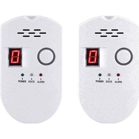 2PCS Gasdetektor, LPG/Erdgas/Kohlegas-Lecksucher, Plug-in-Sensormonitor mit akustischem Alarm und LED-Digitalanzeige, brennbares Methan, Propan (1/5)