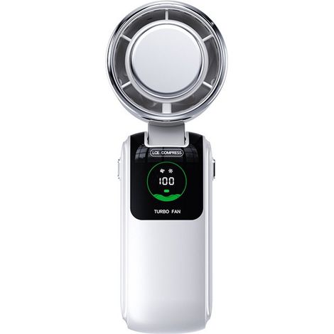 Ventilateur turbo portable avec affichage numérique, batterie 4000 mAh, anneau lumineux LED disponible en blanc, bleu marine, violet, rose (mini bla (1/5)