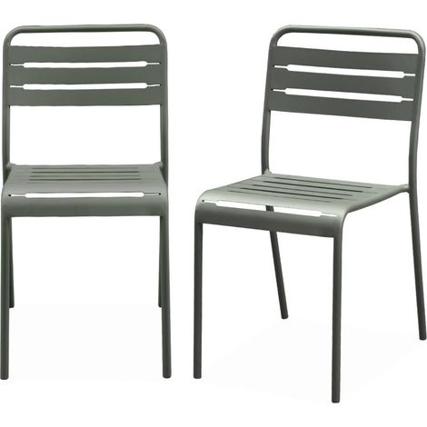 Lot de 2 chaises de jardin acier. 2 places. savane. Amelia. L44 x P52 x H79cm