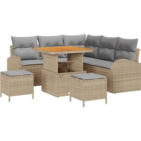 Garden Sofa Set 8 pcs 7-Seater Beige and Light Grey vidaXL (1/5)