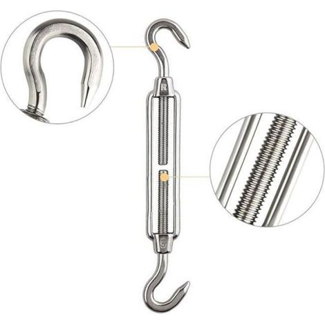Tendeur Câble - M5 - Acier Inoxydable 304 - Pour Voile D'Ombrage Clôture Cordes À Linge - 6 Pièces (1/4)