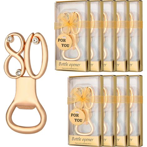 Ouvre-bouteille Souvenir d'anniversaire de 80 ans, 10 pièces, décoration pour invités de mariage, bière, cadeaux de fête (1/5)