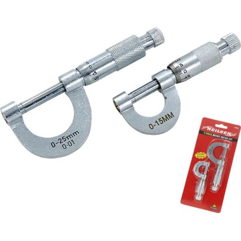Neilsen 2pc Outside Micrometer Metric Precision Set External Diameter 0mm - 25mm