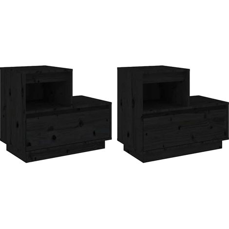 Maison Exclusive - Tables de chevet 2 pcs Noir 60x34x51 cm Bois de pin solide (1/5)
