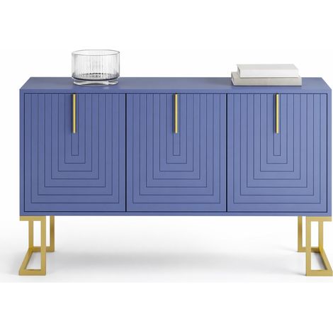 Credenza a 3 ante con ripiani regolabili in MDF e truciolare blu navy HOMVRA (1/5)