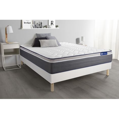 Actisom – Ensemble matelas 180x200 latex et mousse mémoire de forme – Épaisseur 26 cm – Sommier tapissier à lattes démontable 14 cm - 7zones (1/6)